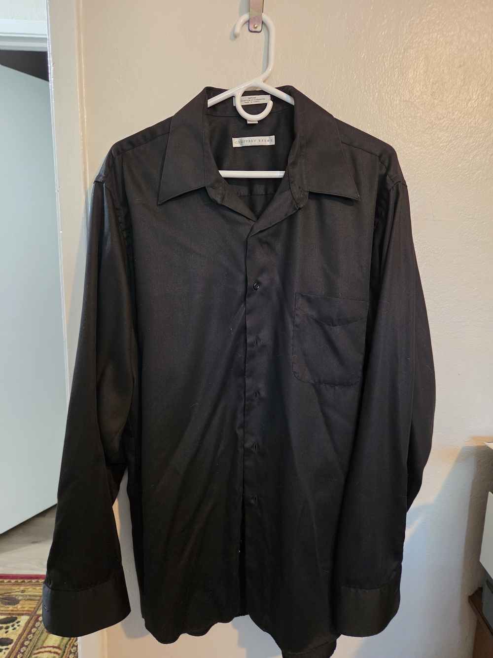 Geoffrey Beene Black Men's Dress Shirt with Spread Collar